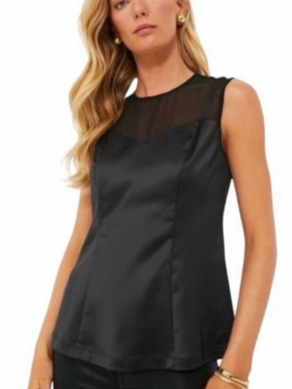 NWT Tuckernuck Black Satin Belle Sleeveless Blouse